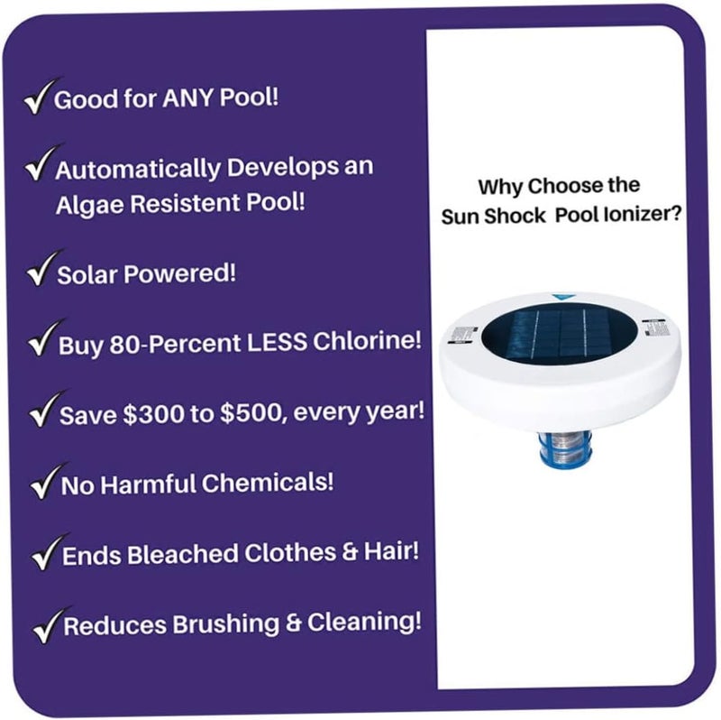 woobles Swimming Pool Water Purifier, Solar Pool Ionizer with Cleaning Brush, Copper Silver Ion Cleaner, Pool Clarifier Tool Set for Outdoor Indoor Swimming Pools - Image 4